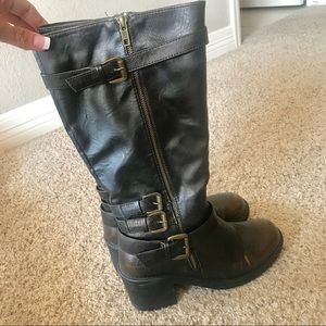 Dark brown Metallic boots .Size 8